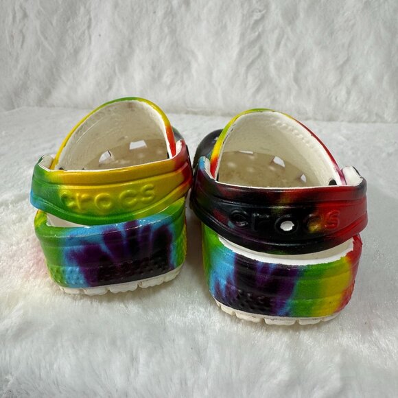 Rainbow Crocs Classic Clogs Sz C5 Colorful Tie-Dye Little Kids' (Ages 1-5) - Picture 3 of 8